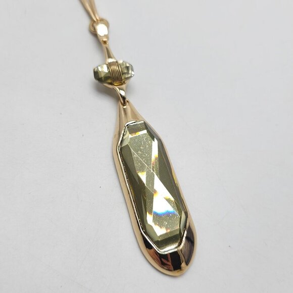 Robert Lee Morris RLM Gold Plated Necklace Faceted Glass Pendant Chain Link - Picture 2 of 9